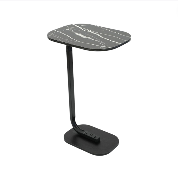MFurn C-Shaped Side Table – Modern Narrow Coffee Table with Metal Frame for Small Spaces