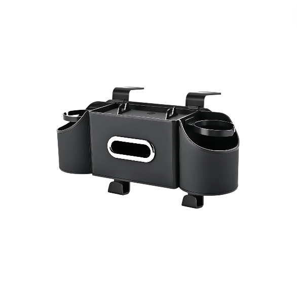 Car Back Seat Organizer with Cup & Tissue Holder, Hooks & Storage Tray Plus