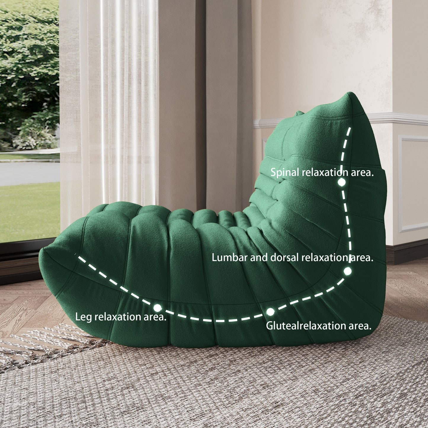 MFurn Adult Vacuum-compressed Bean Bag Chair – Teddy Fabric Memory Foam Lazy Sofa