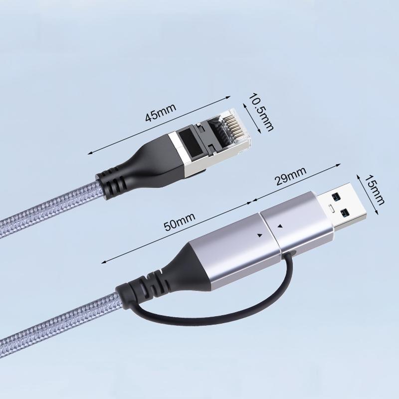 MTech USB-C / USB 3.0 to RJ45 Gigabit Ethernet Cable – 2M LAN Converter Adapter