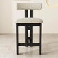 MFURN French-Style Solid Wood Bar Stool with Fabric Seat & Backrest