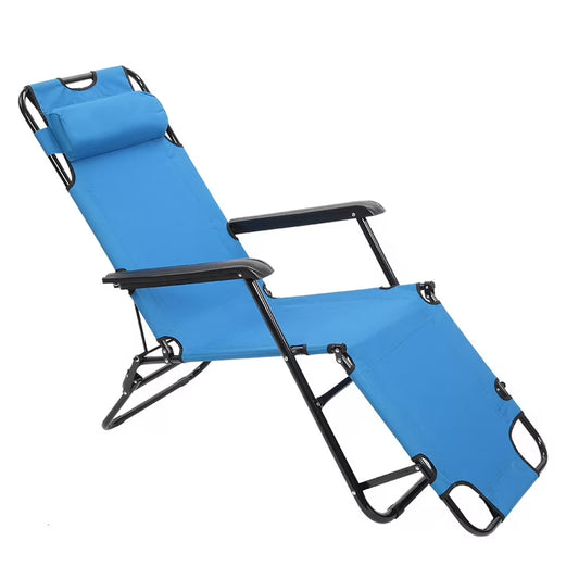 Blue Recliner Chair Comfortable Adjustable Foldable Lounge Seat