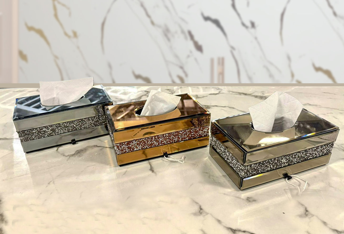 High-end Light Luxury Glass Tissue Box - Living Room / Bedroom / Desktop