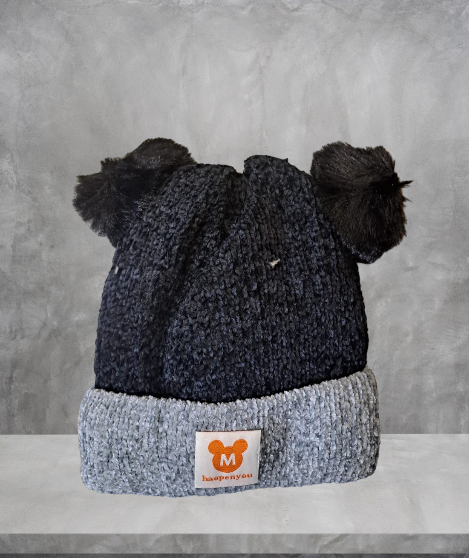 Baby Toddler Warm Fluffy Beanie Hat & Scarf Set – Winter Woolen Cap for Boys & Girls