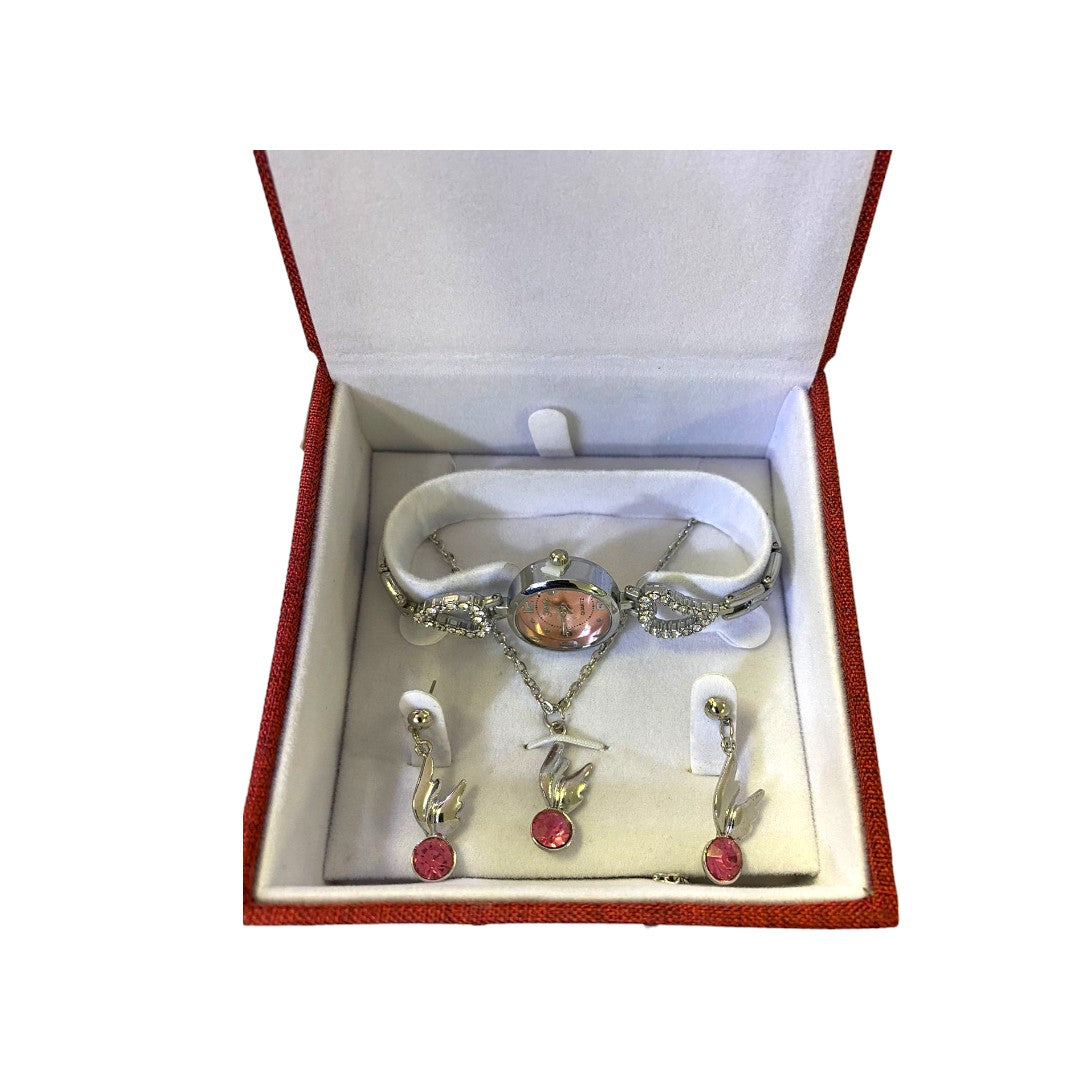 Valentine Gift Set for Her – Watch, Necklace & Earrings