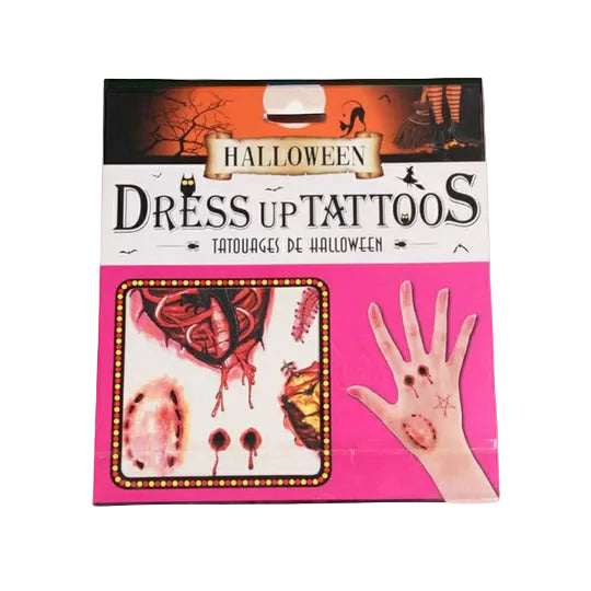 Halloween Dress Up Tattoos, Zombie and Vampire Makeup Kit, Fake Scars and Wounds