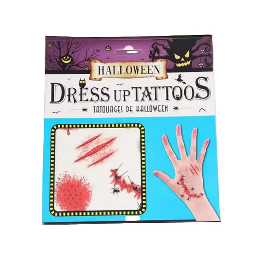 Halloween Dress Up Tattoos, Zombie and Vampire Makeup Kit, Fake Scars and Wounds