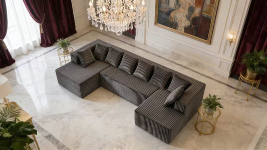 MFurn U-Shape Modular Sectional Sofa – Compressed Corduroy Cloud Couch