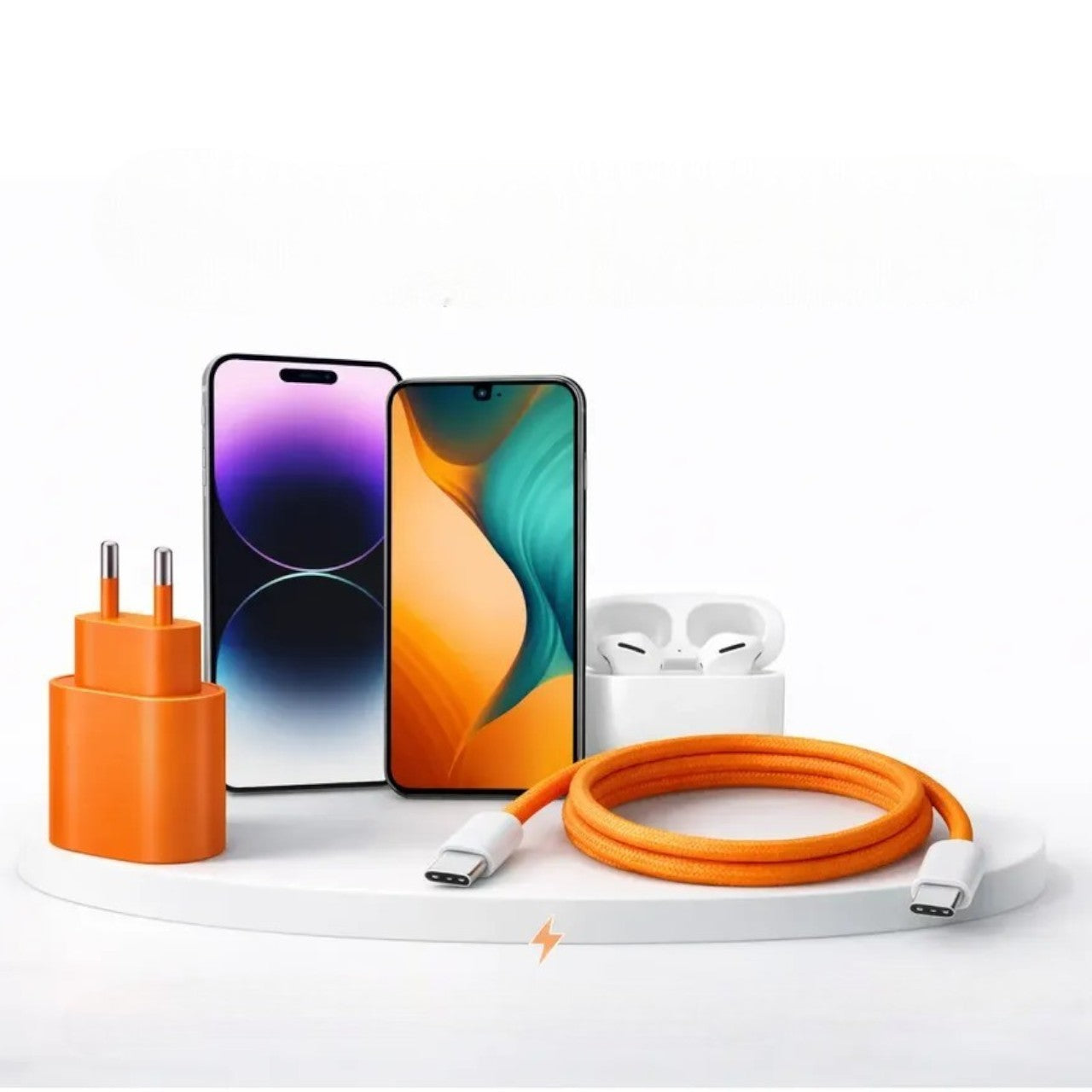 MTech 35W USB-C Turbo Charger with Cable Fast Charging Orange
