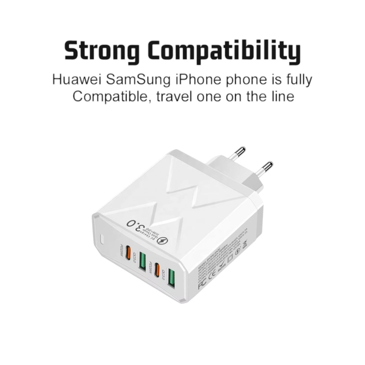 240W Multi-Port USB Charger 3 USB + 3 USB-C PD Fast Charging Adapter