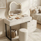 MFurn Modern White Dressing Table Set with LED Cloud Mirror
