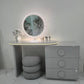 MFurn Glossy Grey LED Vanity Set with Bouclé Pebble Stool