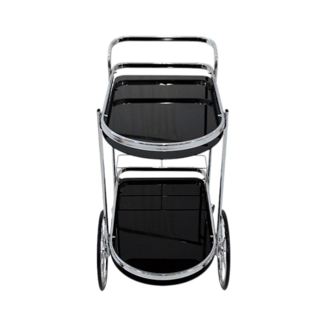 MHome Metal Notica Serving Trolley – Silver Chrome & Dark Glass Bar Cart