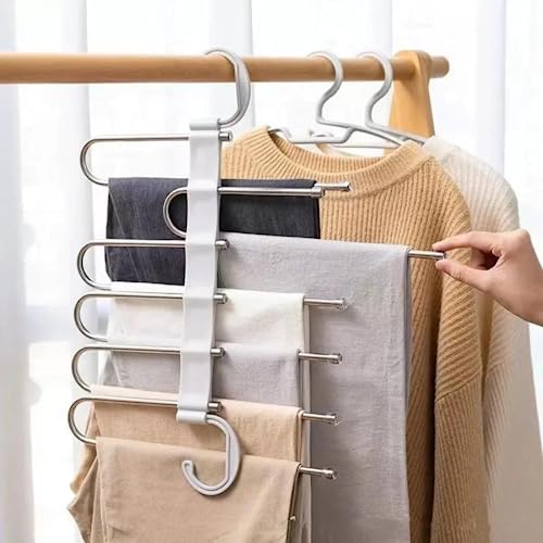 Steel Clothes Pants Hangers ，Anti-Slip Design,Clothes Closet Storage Organizer for Pants Jeans Trousers Skirts Scarf (White)