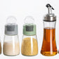 5 Piece Glass Oil Cruet and Seasoning Jar Set