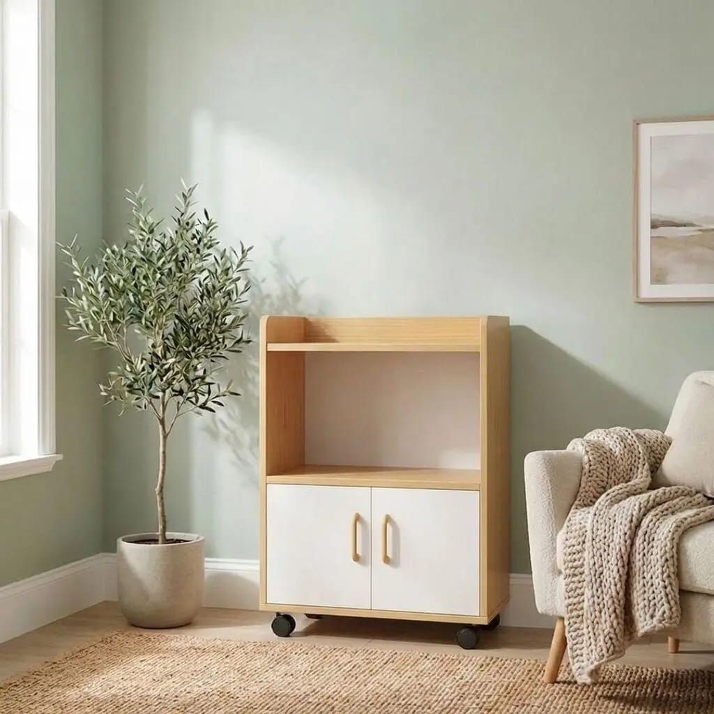 Multi-Functional  Movable 2tier Wooden Cabinet