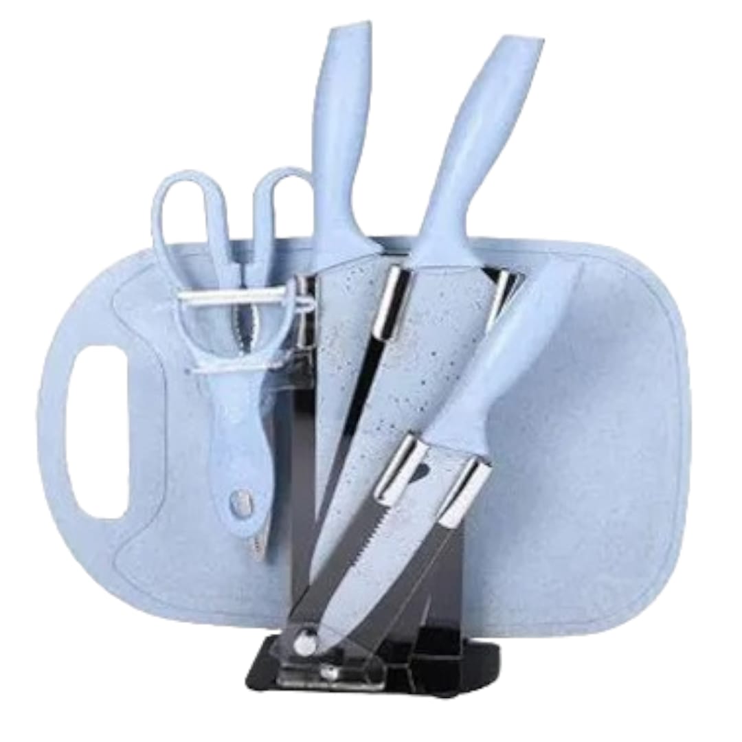 8 Piece Stainless Steel Knife Set With Cutting Board & Knife Sharpener