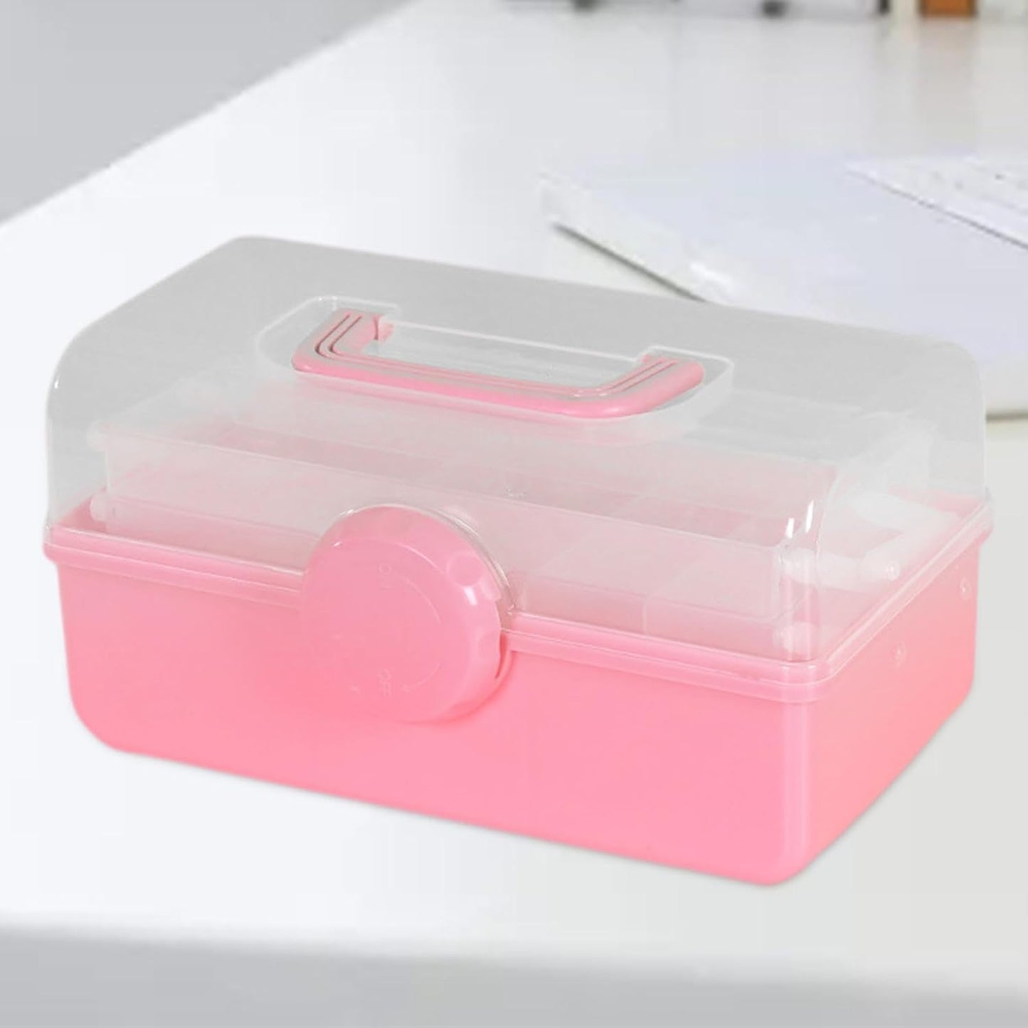 Three-layer plastic storage box
