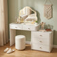 MFurn Modern White Dressing Table Set with LED Cloud Mirror