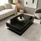 MFURN Obsidian Black Gloss Coffee Table with Gold Trim – 130cm