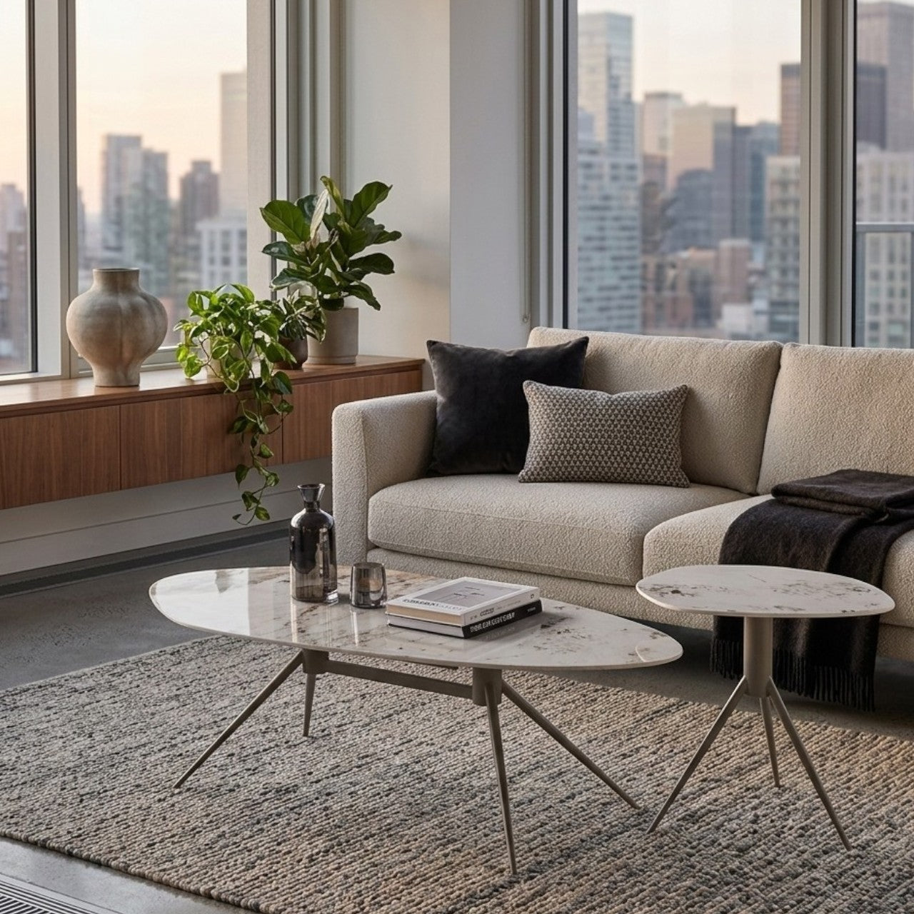 MFURN Pandora Sintered Stone Coffee Table Set – Grey & White