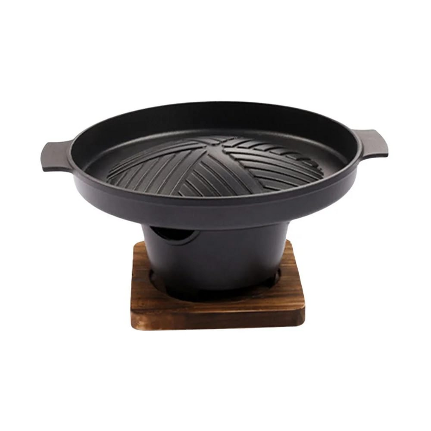 MHome Mini BBQ Grill with Wood Base – Portable Japanese Hibachi Charcoal Grill