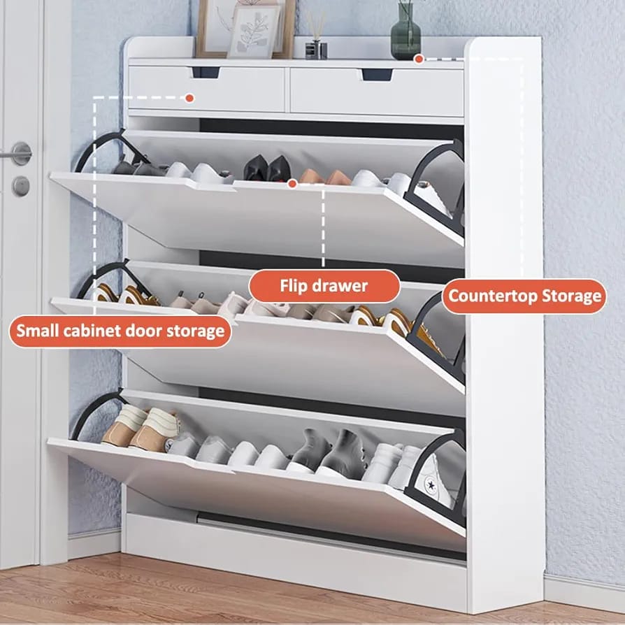 MHome Narrow Flip Shoe Rack – Space-Saving Modern Storage Cabinet