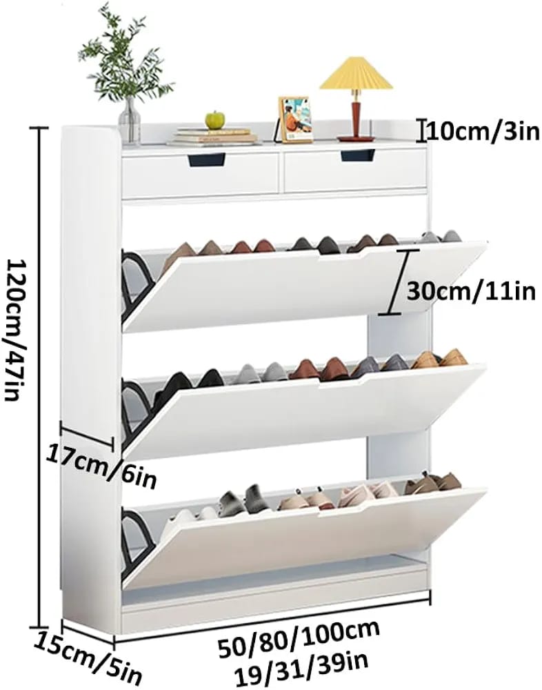 MHome Narrow Flip Shoe Rack – Space-Saving Modern Storage Cabinet