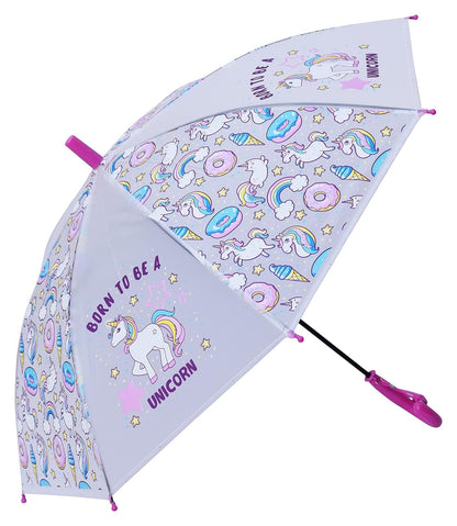 Kids Unicorn Printed Dome Umbrella With Whistle - Various Colors