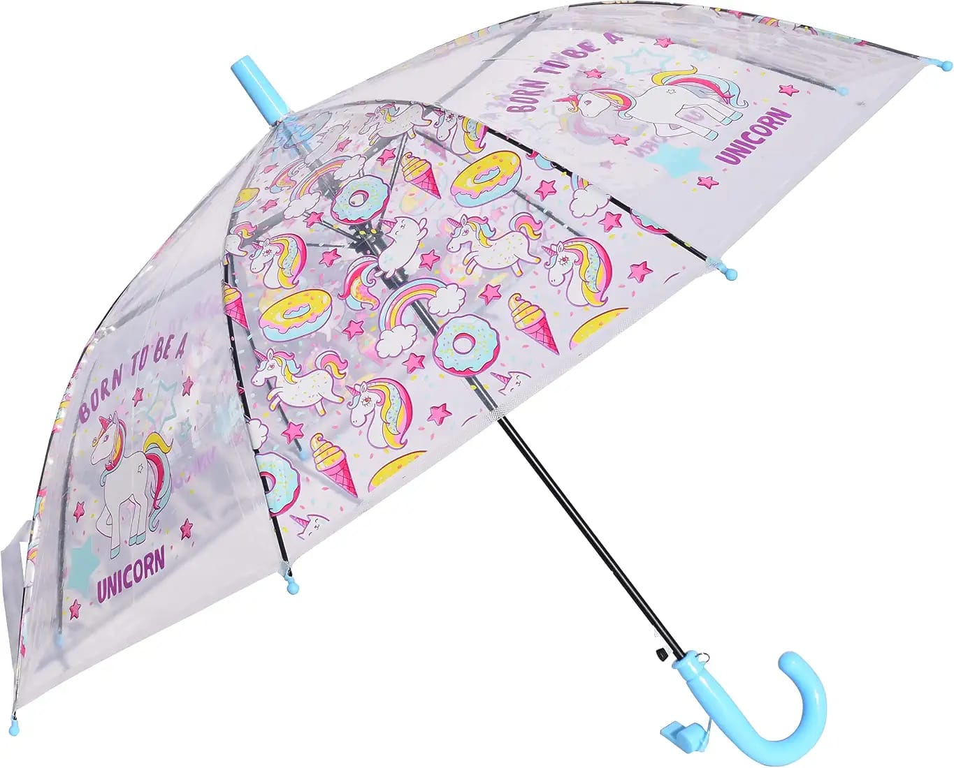 Kids Unicorn Printed Dome Umbrella With Whistle - Various Colors