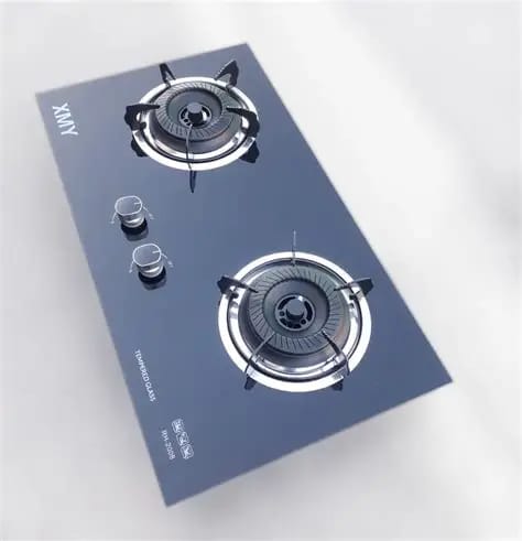 ARUIF Two-Burner Auto-Ignition Tempered Glass Panel Gas Stove + Free Hose, Battery & Regulator Model RH-2008