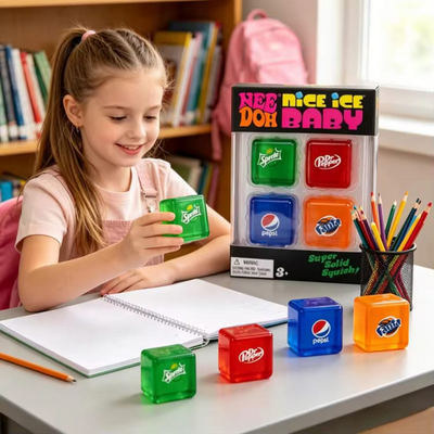Generic Squishy Stress Fidget Toy, Mini Ice Cube Design, 4 Pack
