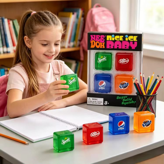Generic Squishy Stress Fidget Toy, Mini Ice Cube Design, 4 Pack