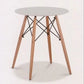 Round Dining Table With Wooden Legs – White