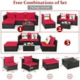 MFurn Kail Inspired 5-Piece Rattan Patio Sofa Set with Red Cushions & Ottoman