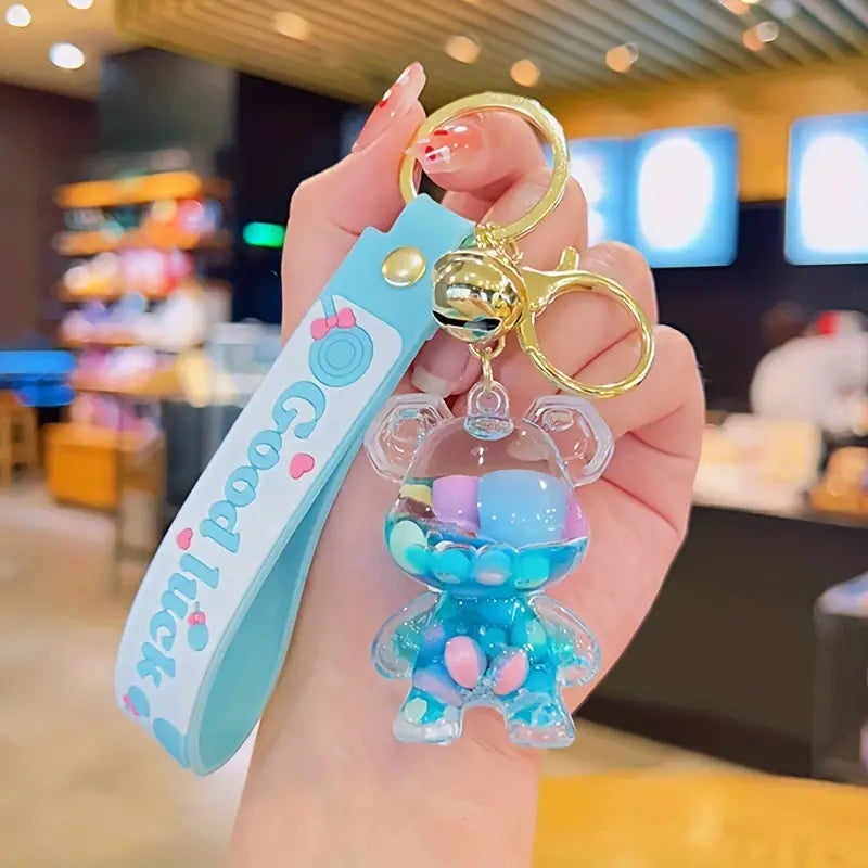 Cartoon Rhinestone Rabbit Keychain Car Pendant Bunny Key Ring School Bag Small Gift Accessories Fashion