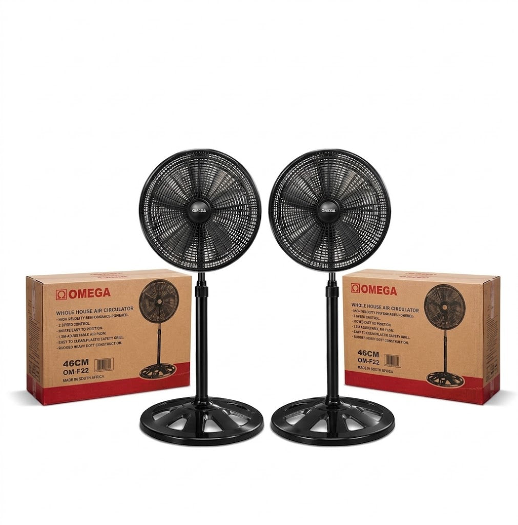 Omega 18-Inch Pedestal Fan Set – 2 Pieces (OM-F22)