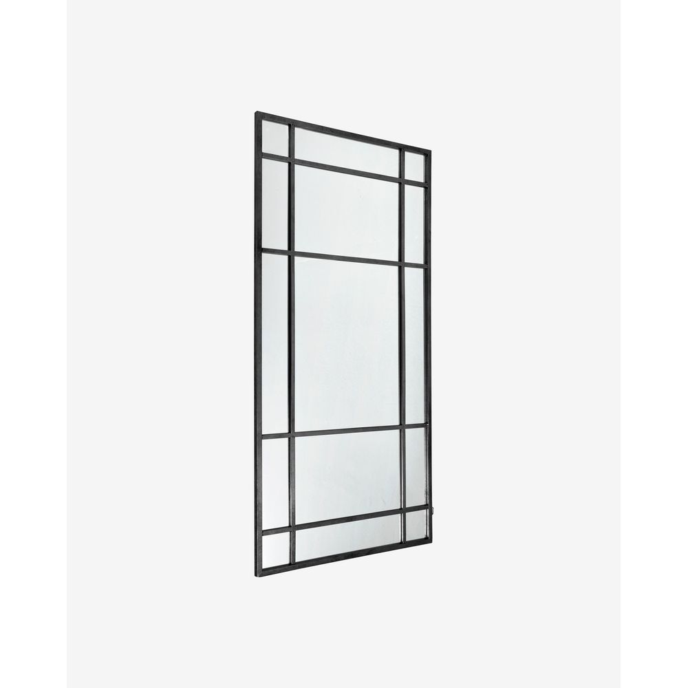 MFurn Grid Floor Mirror: Large Black Metal Frame Full-Length Leaning Mirror, 180 x 100 cm