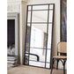MFurn Grid Floor Mirror: Large Black Metal Frame Full-Length Leaning Mirror, 180 x 100 cm