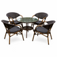 MFURN 5-Piece Outdoor Rattan Patio Set with Glass Table & 4 Chairs