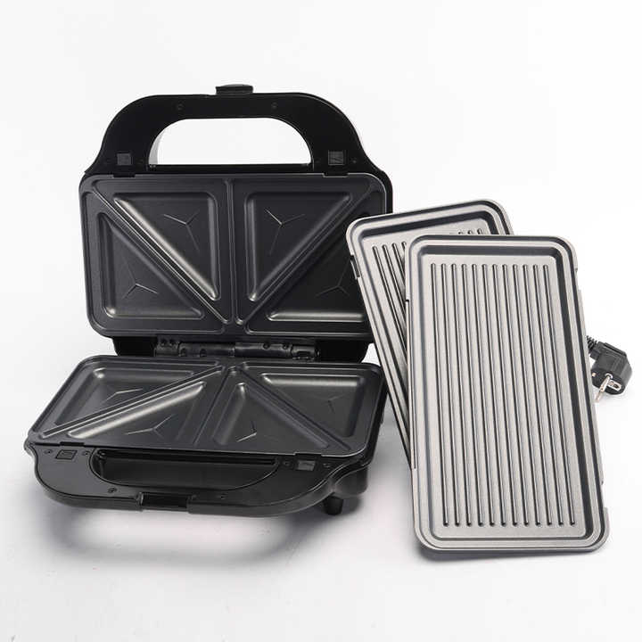 ENZO 2 in 1 Breakfast Sandwich Panini Waffles Electric Grill Non Stick Bread Maker Household Smokeless Stainless Steel BBQ Grill