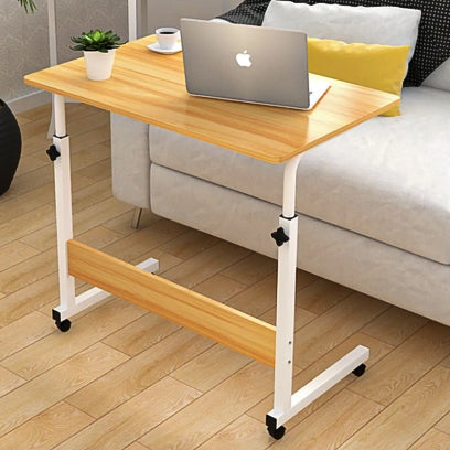 MFurn Portable Laptop Table with Adjustable Height & Wheels – Wooden Rolling Desk