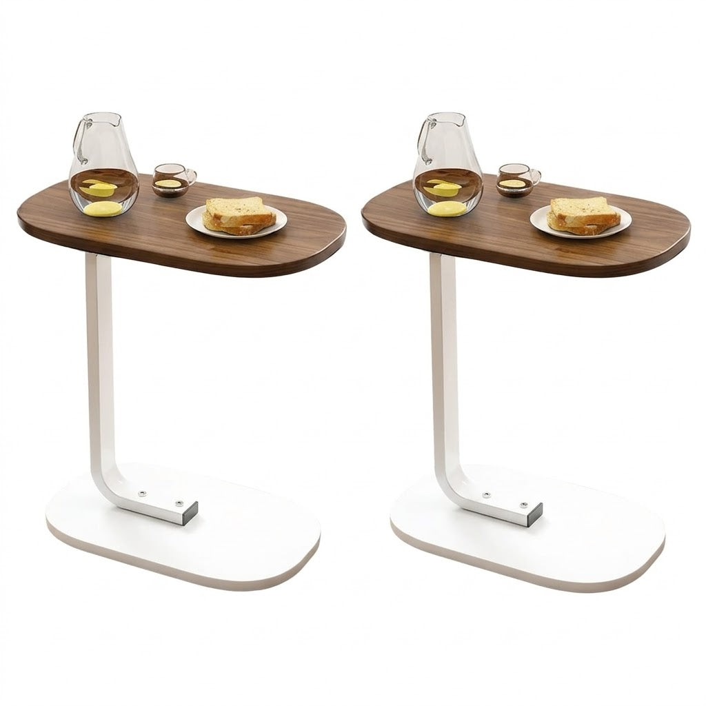 MFurn C-Shaped Side Table 2-Pack – Modern Narrow Sofa & Bed Coffee Tables with Metal Frame