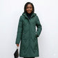 Trendy Chevron Quilted Longline Puffer Coat with Hood