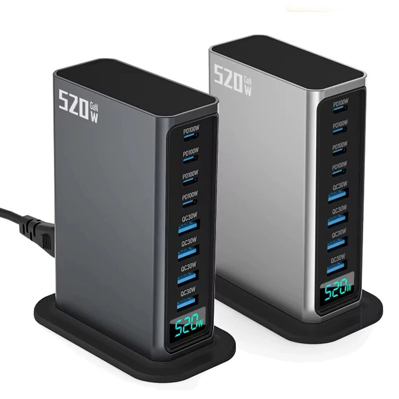 MTech 520W GAN 8-in-1 Fast Charger With Digital Display For Laptops & iPhones