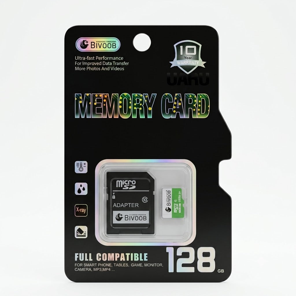 BIVOOB 128GB MicroSD Memory Card with SD Adapter – UHS-I Class 10