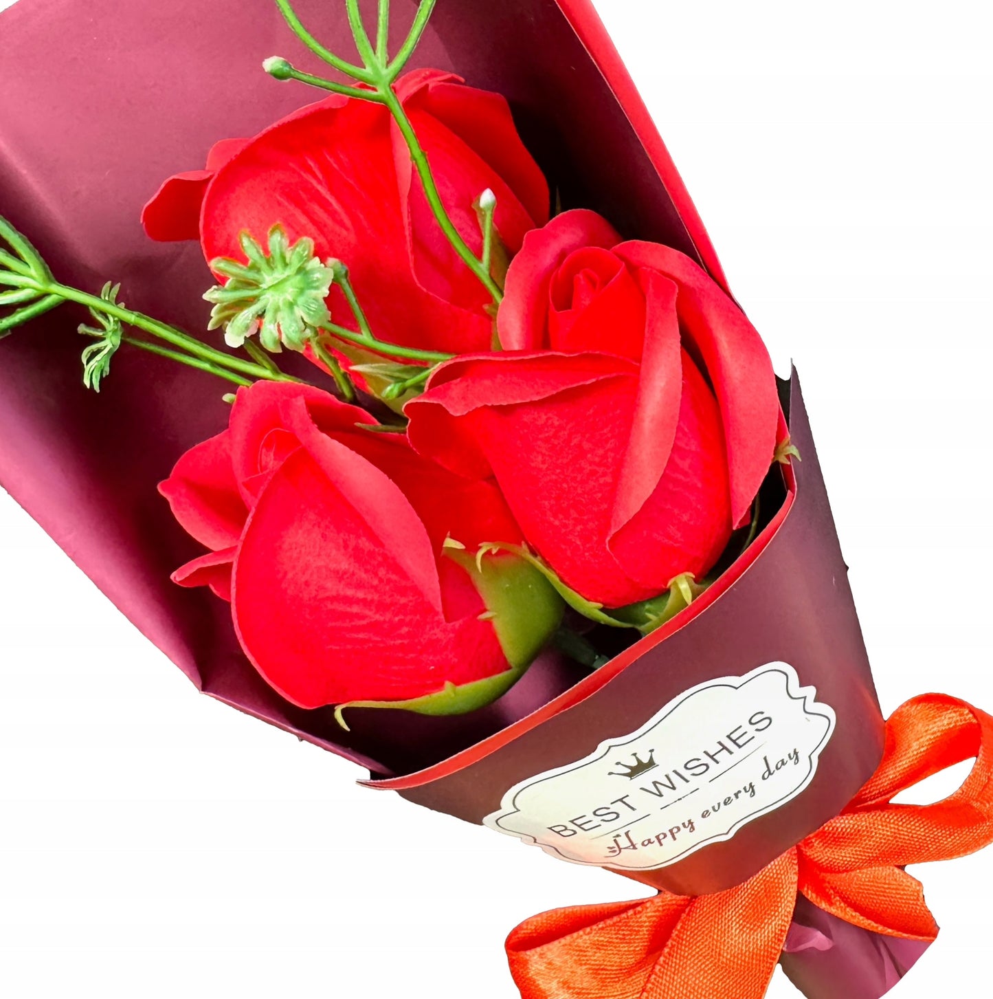 Scented Soap Rose Flower Gift Box – Everlasting Red Rose Bouquet (3 Roses)