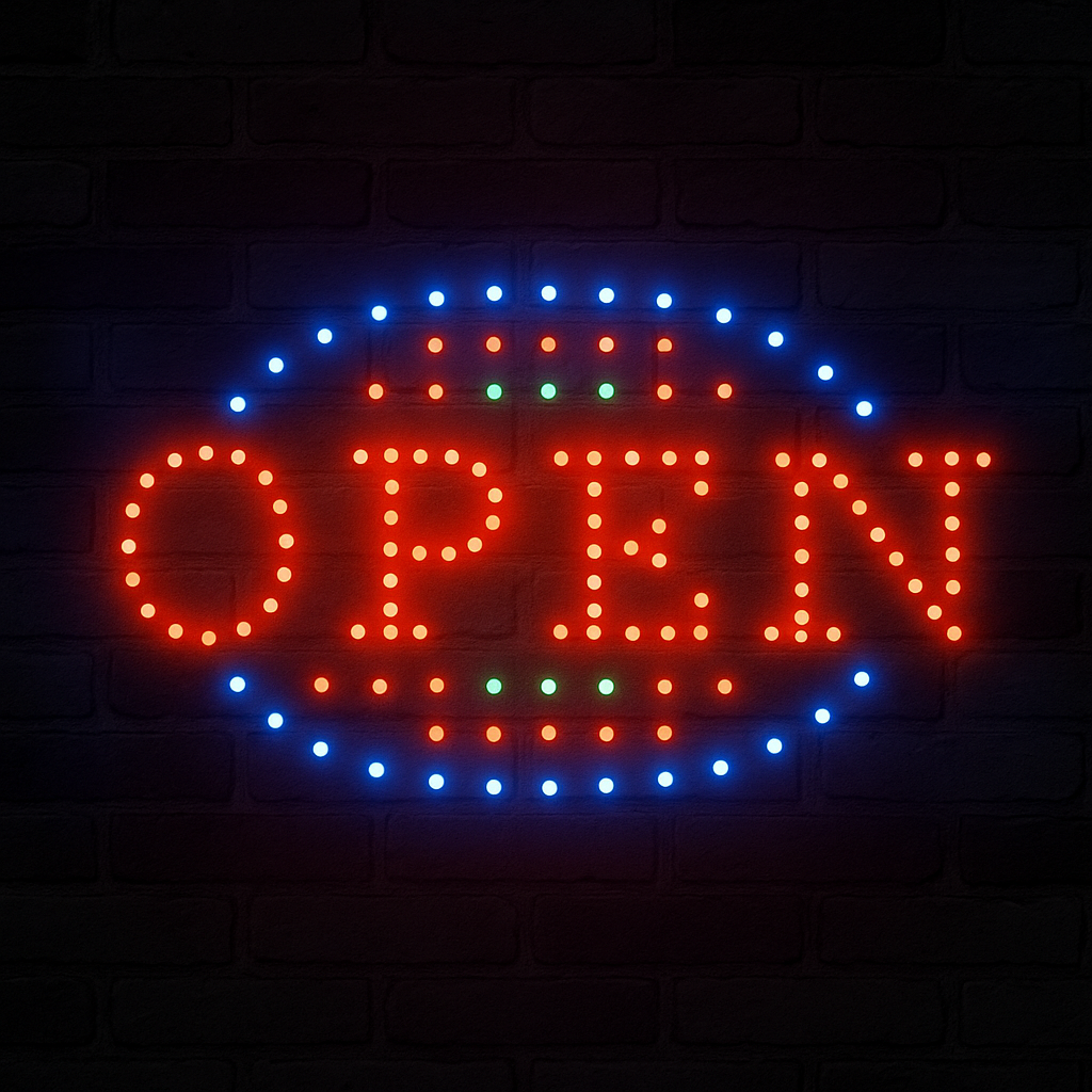 LED “OPEN” Sign – Bright, Eye-Catching Display for Your Shopfront