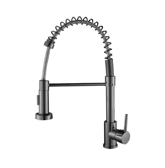 MHome Stainless Steel Pull Down  Kitchen Mixer Tap – Single Outlet Extension with Inlet Pipe (Black, Silver, Gold | Hot & Cold Water)