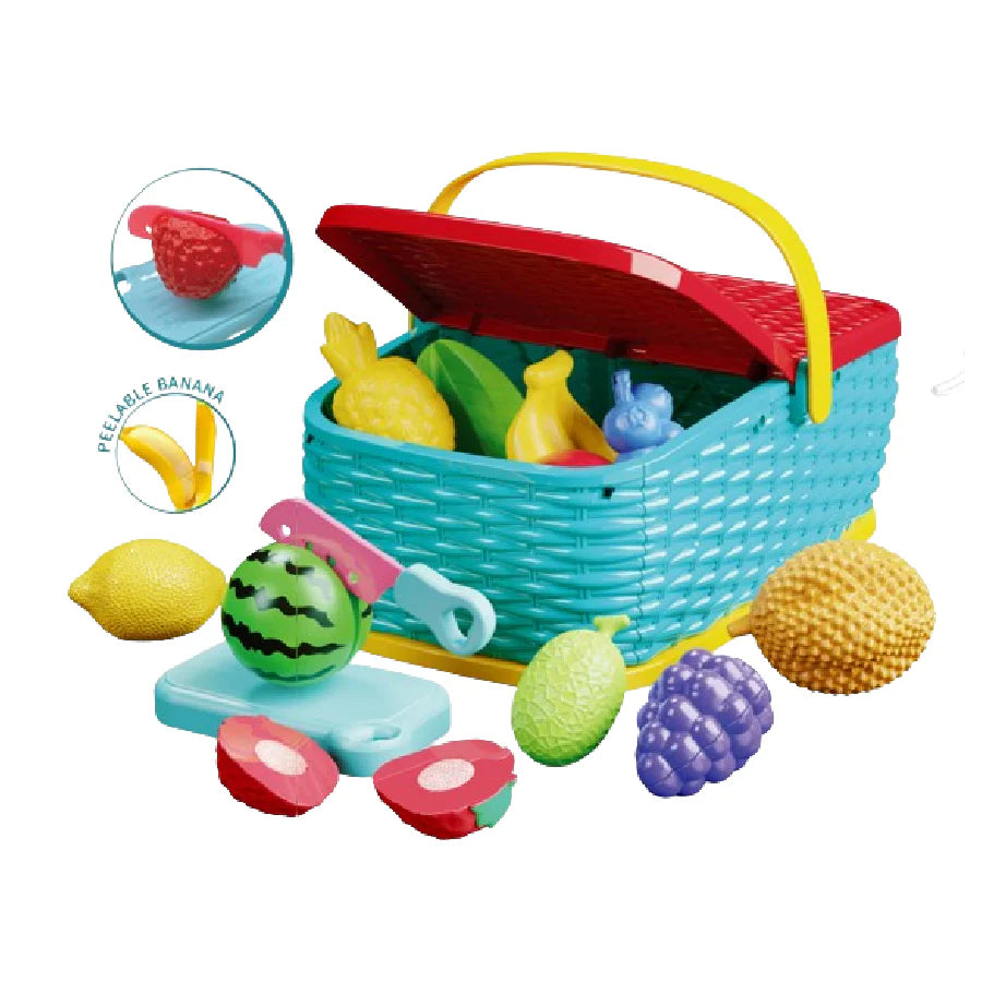 Tropical Fruit Picnic Basket Toy Set